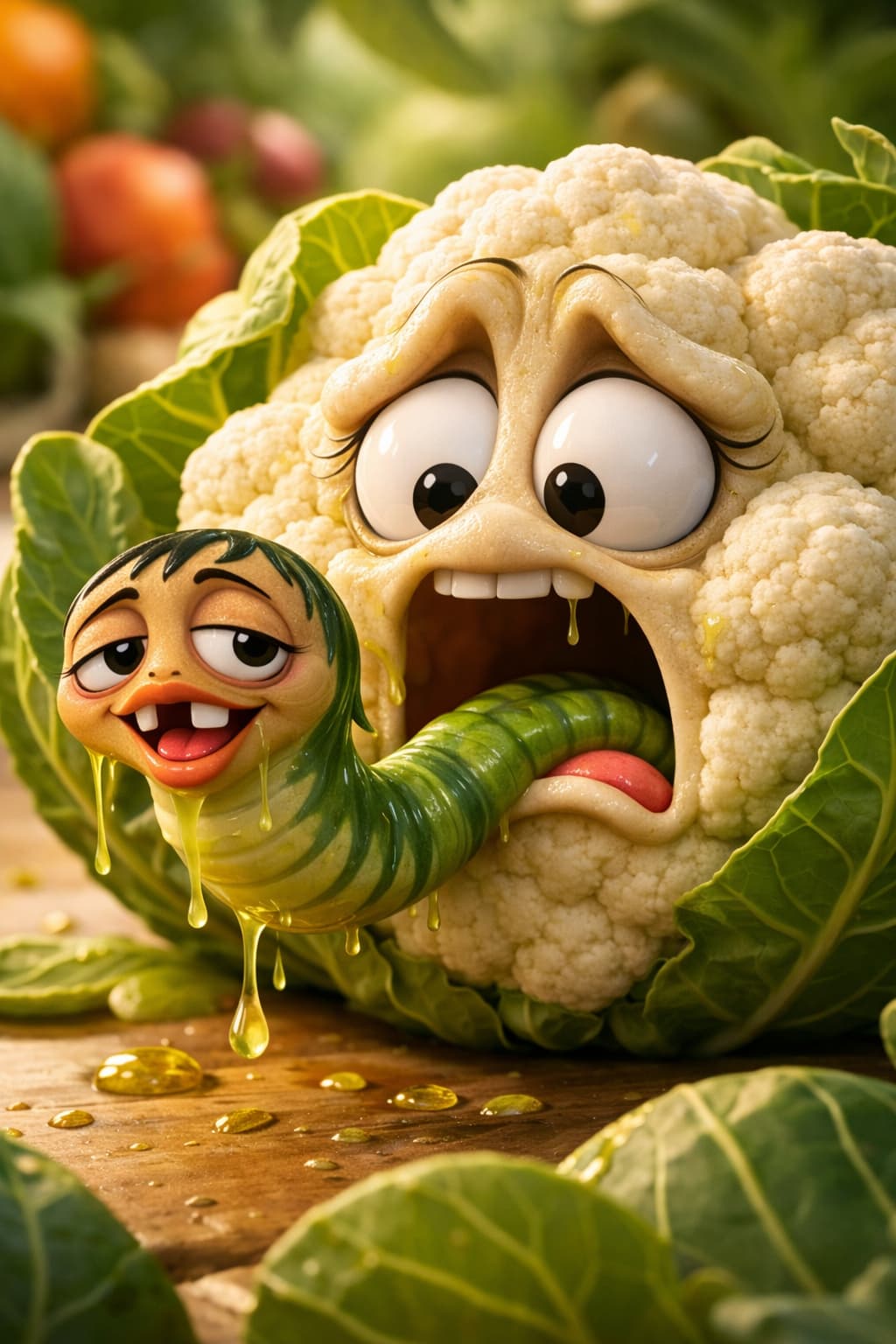 Gusano en las verduras
